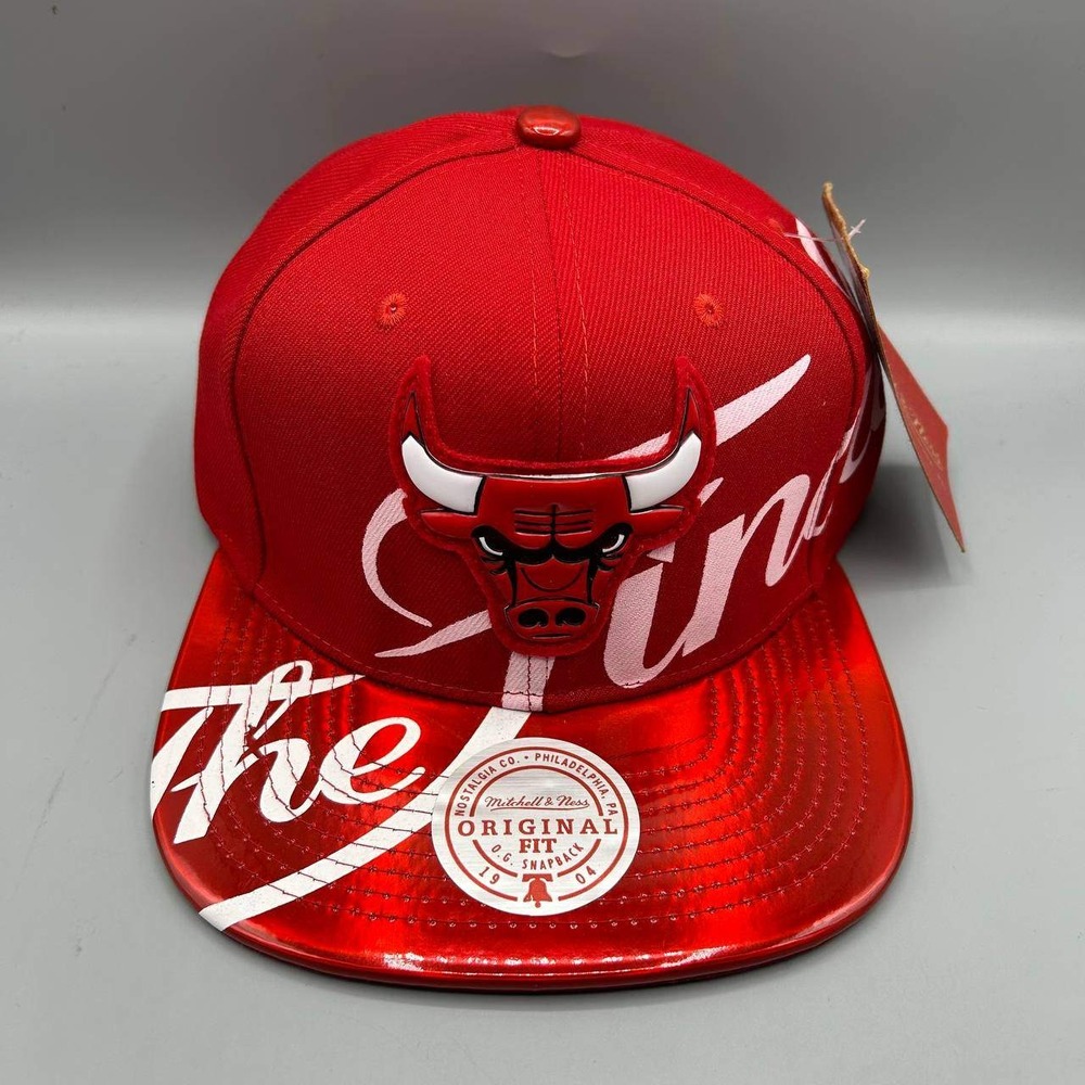 Chicago Bulls NBA Hat Men Red The Finals Mitchell & Ness Snap Back Cap New